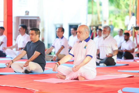 Gujarat Dy CM joins HM Amit Shah for Yoga Day session in Ahmedabad Gujarat Dy CM joins HM Amit Shah for Yoga Day session in Ahmedabad