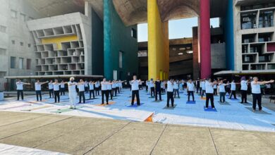 Punjab and Haryana High Court judges, advocates perform yoga Punjab and Haryana High Court judges, advocates perform yoga