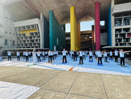 Punjab and Haryana High Court judges, advocates perform yoga Punjab and Haryana High Court judges, advocates perform yoga