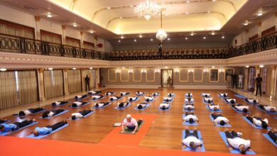 Maha Governor Jishnu Dev Varma joins Coast Guard in performing yoga Maha Governor Jishnu Dev Varma joins Coast Guard in performing yoga