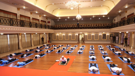 Maha Governor Jishnu Dev Varma joins Coast Guard in performing yoga