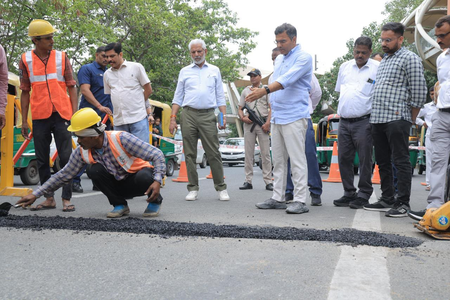 Delhi Minister Parvesh Verma leads repair of 2,000 potholes in a single day