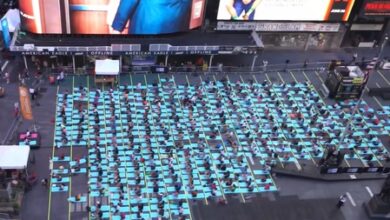 International Yoga Day dawns on Times Square with people reflecting universality with all nations and ethnicities
