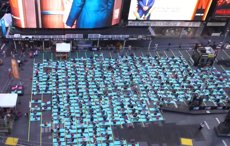 International Yoga Day dawns on Times Square with people reflecting universality with all nations and ethnicities International Yoga Day dawns on Times Square with people reflecting universality with all nations and ethnicities