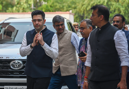 Raghav Chadha in Punjab for first time after quitting AAP, attends key BJP meet Raghav Chadha in Punjab for first time after quitting AAP, attends key BJP meet
