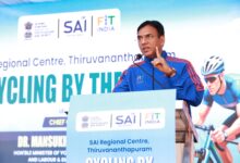 Mansukh Mandaviya flags off Asian Games Fun Run, joins cycling event in Kerala Mansukh Mandaviya flags off Asian Games Fun Run, joins cycling event in Kerala