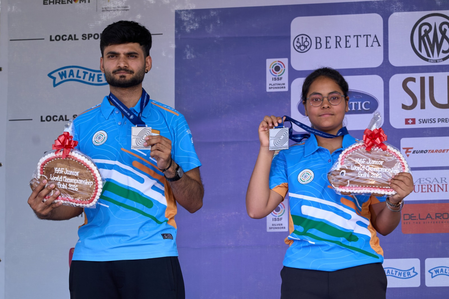 ISSF Junior WC: Vanshika Chaudhary, Shiva Narwal win silver as India continues to lead medal standings ISSF Junior WC: Vanshika Chaudhary, Shiva Narwal win silver as India continues to lead medal standings
