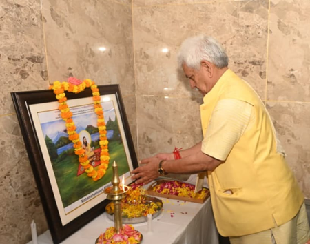 J&K L-G Sinha attends Rudra Abhishek ceremony on Shivacharya Abhinavgupta Jayanti in Srinagar