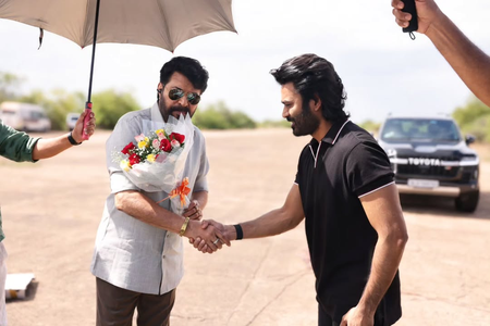 Dhanush celebrates Mammootty’s Padma Bhushan win on the sets of ‘OM’