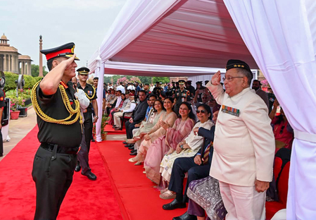 New Army Chief Gen Dhiraj Seth salutes father after taking charge, receives brother’s salute