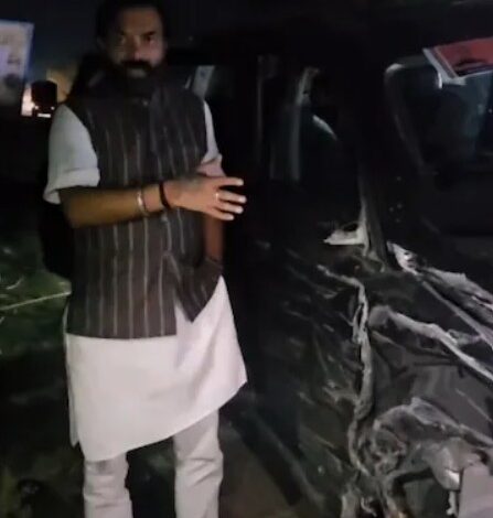 BJP MLA Brijbhushan Rajput narrowly escapes road mishap in UP’s Mahoba