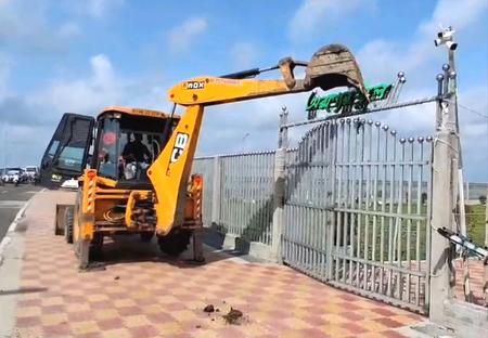 Administration demolishes illegal cafe on Matla riverbank built by son of arrested ex-Trinamool MLA Administration demolishes illegal cafe on Matla riverbank built by son of arrested ex-Trinamool MLA