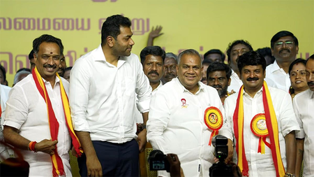 Former AIADMK ministers C Vijayabaskar, MR Vijayabaskar Join TVK with supporters Former AIADMK ministers C Vijayabaskar, MR Vijayabaskar Join TVK with supporters