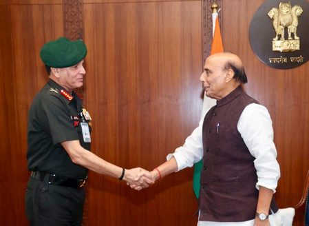 Gen Seth calls on Defence Minister Singh after taking over as Army Chief Gen Seth calls on Defence Minister Singh after taking over as Army Chief