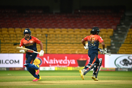 Maharaja Trophy KSCA T20: Nair powers Coastal Kings Mangaluru to thrilling win over Gulbarga Mystics Maharaja Trophy KSCA T20: Nair powers Coastal Kings Mangaluru to thrilling win over Gulbarga Mystics