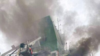 Container ship hit, catches fire off Oman: UKMTO Container ship hit, catches fire off Oman: UKMTO