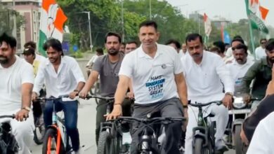 Congress launches two-day Indore-Bhopal cyclothon to protest exam leaks, unemployment