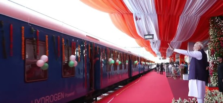 PM Modi flags off India’s first hydrogen train, launches development projects of Rs 14,700 crore from Jind PM Modi flags off India’s first hydrogen train, launches development projects of Rs 14,700 crore from Jind