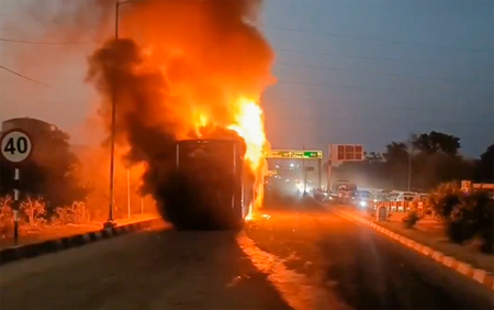 Amarnath Yatra: Rajasthan pilgrims escape unhurt after bus catches fire in J&K’s Ramban