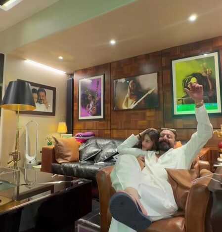 Maanayata Dutt shares glimpse of Sanjay Dutt’s FIFA World Cup family night with twins