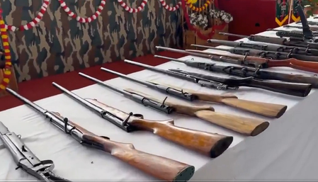 Manipur: 46 militants surrender with arms and ammunition Manipur: 46 militants surrender with arms and ammunition