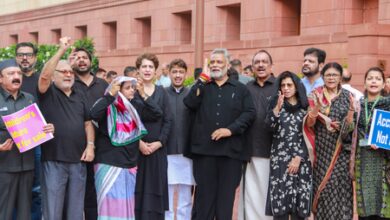 Oppn MPs in black protest outside Parliament House over NEET paper leak, police cruelty