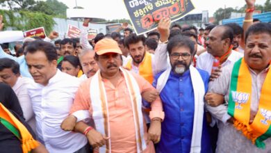 NEET row: K’taka BJP leaders marching towards Cong HQ detained; eggs hurled at BJP MLA