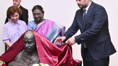 President Murmu, North Macedonia counterpart unveil Mahatma Gandhi’s bust at Skopje Museum President Murmu, North Macedonia counterpart unveil Mahatma Gandhi’s bust at Skopje Museum