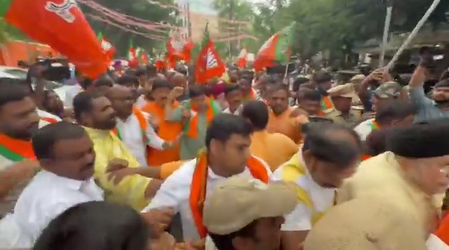NEET row: BJP, Congress workers clash during protests in Hyderabad