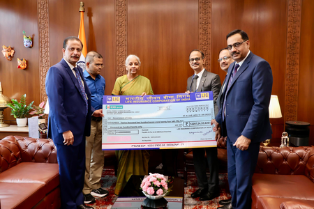 FM Sitharaman receives dividend cheque of Rs 12,207 crore from LIC
