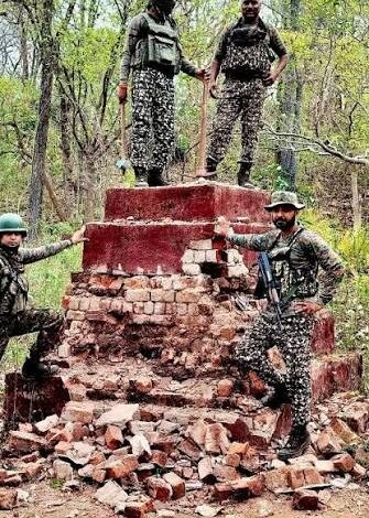Naxal memorial demolished in Narayanpur search operation Naxal memorial demolished in Narayanpur search operation