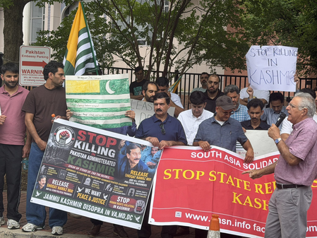 Protest held outside Pakistan Embassy in Washington over escalating unrest in PoK Protest held outside Pakistan Embassy in Washington over escalating unrest in PoK