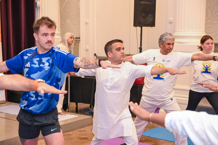 Gujarat Dy CM participates in community yoga event in Glasgow