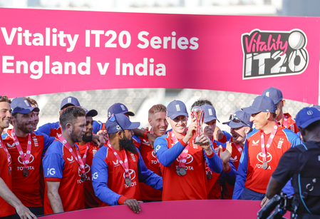 5th T20I: Buttler, Brook, Curran star as England beat India by 56 runs, secure 4-0 sweep, number one ranking (ld) 5th T20I: Buttler, Brook, Curran star as England beat India by 56 runs, secure 4-0 sweep, number one ranking (ld)
