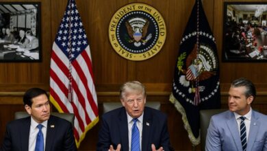Trump touts record gains at Camp David Trump touts record gains at Camp David