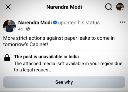 ‘Cannot be dismissed as technical error’: Parliamentary panel pulls up Meta over PM Modi’s post removal ‘Cannot be dismissed as technical error’: Parliamentary panel pulls up Meta over PM Modi’s post removal