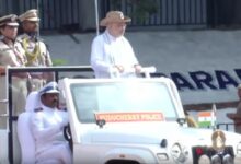 Amit Shah presents presidential colours to Puducherry Police Amit Shah presents presidential colours to Puducherry Police