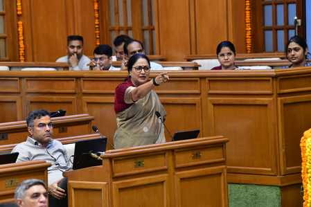 CM Rekha Gupta showcases Delhi Lakshmi Yojana in Assembly as Oppn walks out CM Rekha Gupta showcases Delhi Lakshmi Yojana in Assembly as Oppn walks out