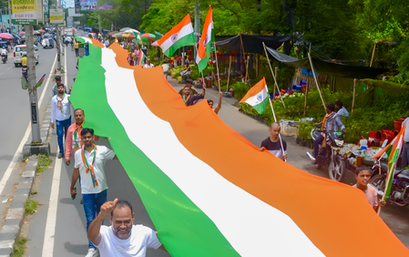 Gujarat: Large turnout marks Rajkot’s Tiranga Yatra ahead of I-Day