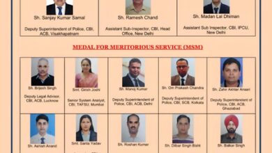 21 CBI officers honoured with President’s medals for distinguished, meritorious service 21 CBI officers honoured with President’s medals for distinguished, meritorious service