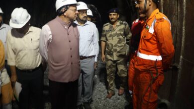 Uttarakhand CM inspects relief, rescue operation in disaster-affected tunnel in Chamoli Uttarakhand CM inspects relief, rescue operation in disaster-affected tunnel in Chamoli