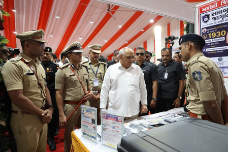 Gujarat CM reviews advanced police weaponry at arms exhibition in Amreli