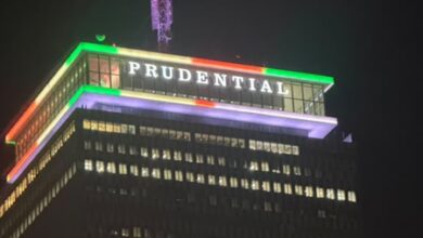 Prudential Center in Boston glows in Indian tricolour