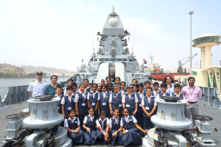 Over 200 students visit Indian warship in Oman Over 200 students visit Indian warship in Oman