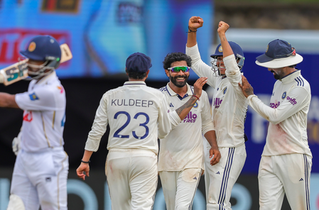 1st Test: Suthar, Jadeja star as India bowl out SL for 284, take 178-run lead despite Dinusha’s ton