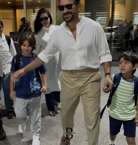 Taimur Ali Khan greets staff, Jeh looks puzzled as they arrive from Europe trip with Kareena Kapoor & Saif Ali Khan