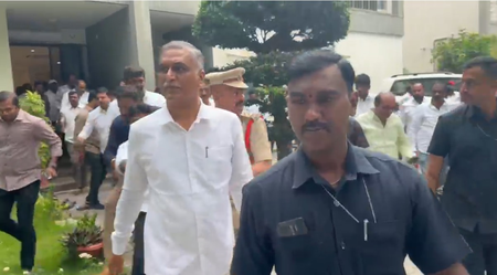 BRS leader Harish Rao under house arrest, stopped from visiting TIMS BRS leader Harish Rao under house arrest, stopped from visiting TIMS