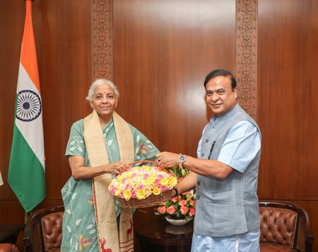 CM Sarma briefs FM Sitharaman on Assam flood damage CM Sarma briefs FM Sitharaman on Assam flood damage