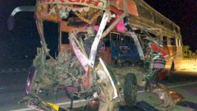 Six killed as bus rams into truck in Telangana Six killed as bus rams into truck in Telangana