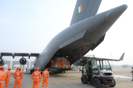 India sends second flight with 37.5 tonnes of relief supplies to flash flood-hit Nepal India sends second flight with 37.5 tonnes of relief supplies to flash flood-hit Nepal